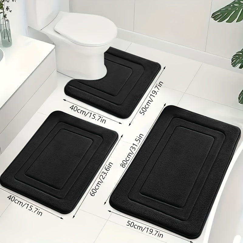 Luksuriöst 3-delt Baderomsmatte Set i Memory Foam