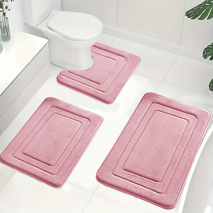 Luksuriöst 3-delt Baderomsmatte Set i Memory Foam