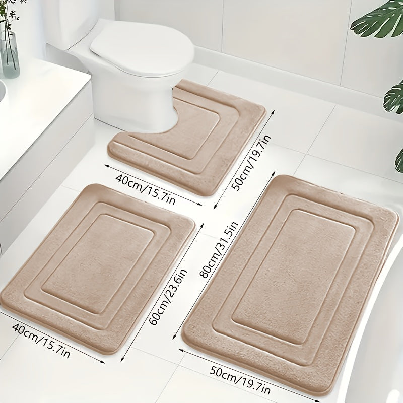 Luksuriöst 3-delt Baderomsmatte Set i Memory Foam