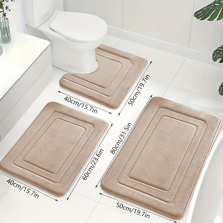 Luksuriöst 3-delt Baderomsmatte Set i Memory Foam
