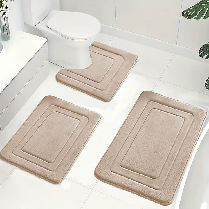Luksuriöst 3-delt Baderomsmatte Set i Memory Foam