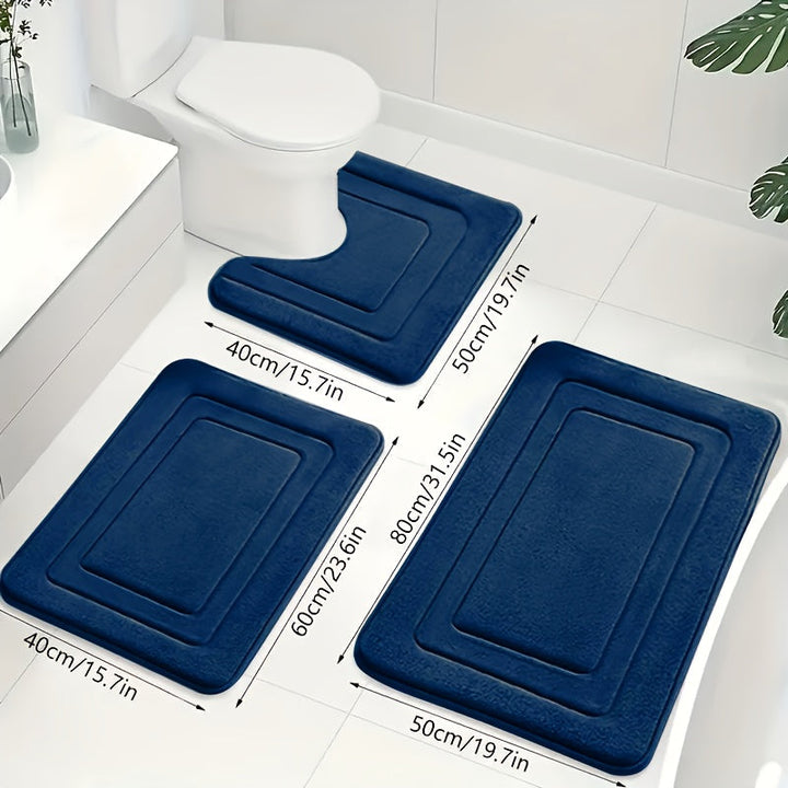 Luksuriöst 3-delt Baderomsmatte Set i Memory Foam