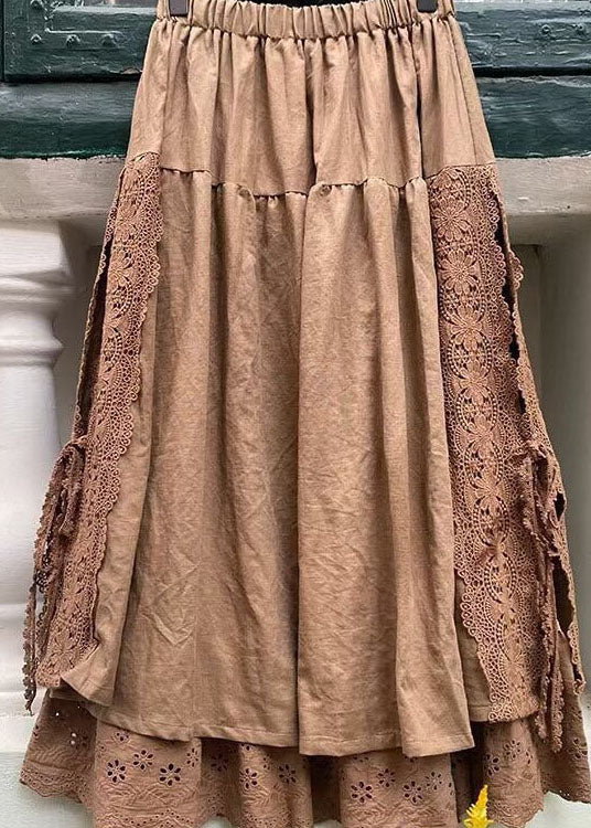 Kvinnes Skjört med Lekne Blonder och Trendig Patchwork