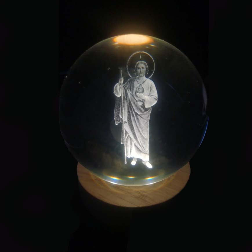Månekrystallkule med LED-belysning