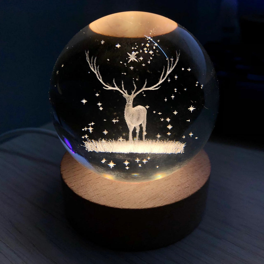 Månekrystallkule med LED-belysning