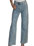 Damejeans med Hög Midja och Glittrande Detaljer