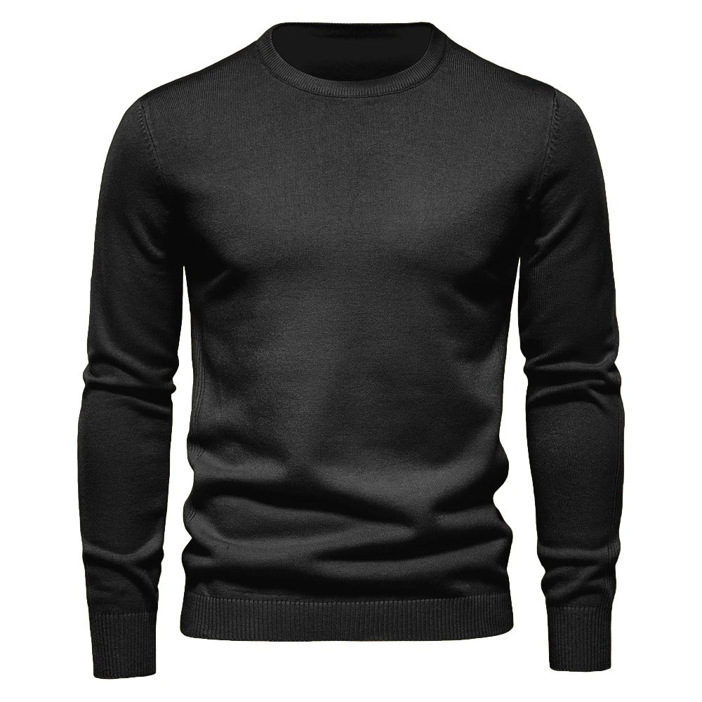Herr Tykk Slim Fit Tröja – Varm och Stilfull O-hals