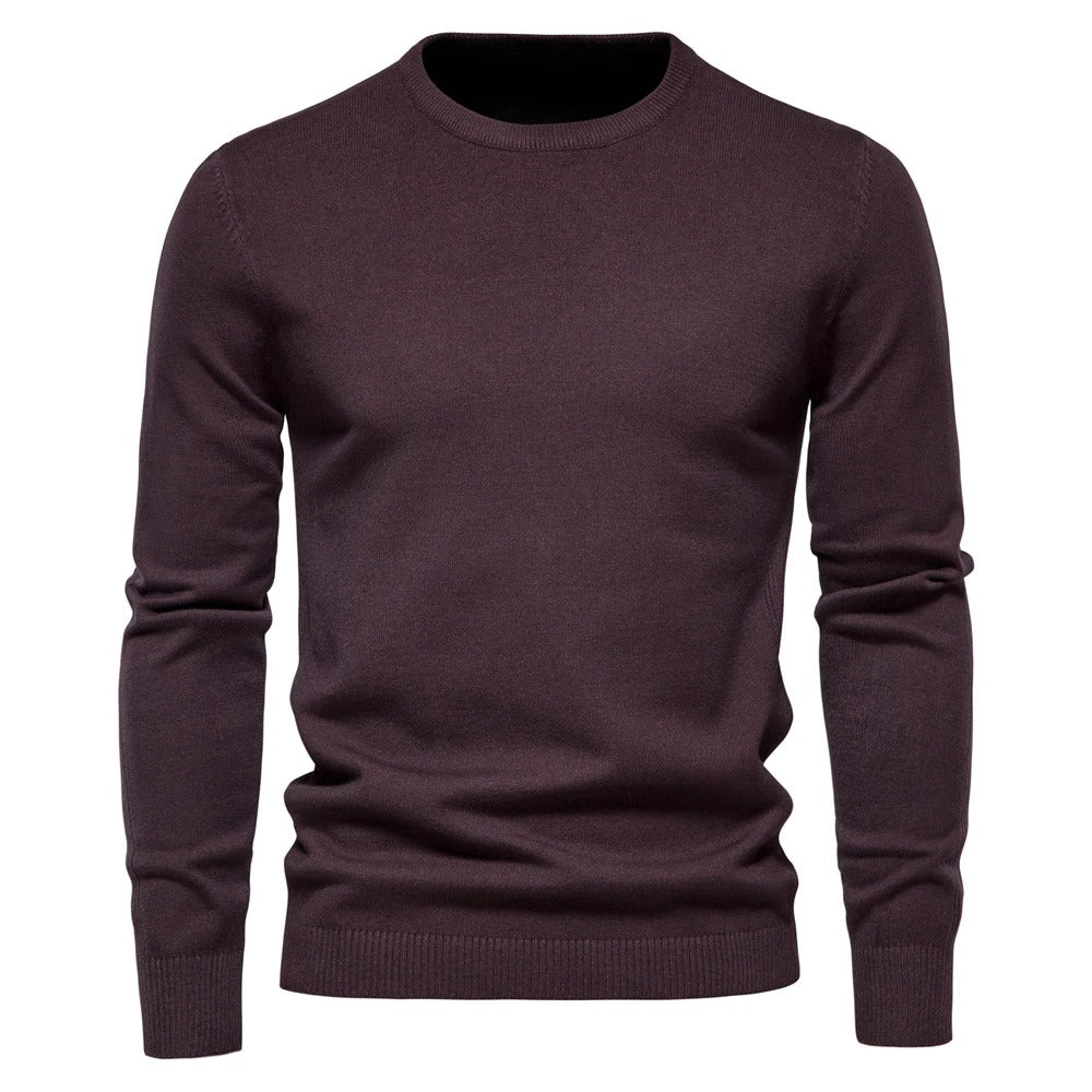 Herr Tykk Slim Fit Tröja – Varm och Stilfull O-hals