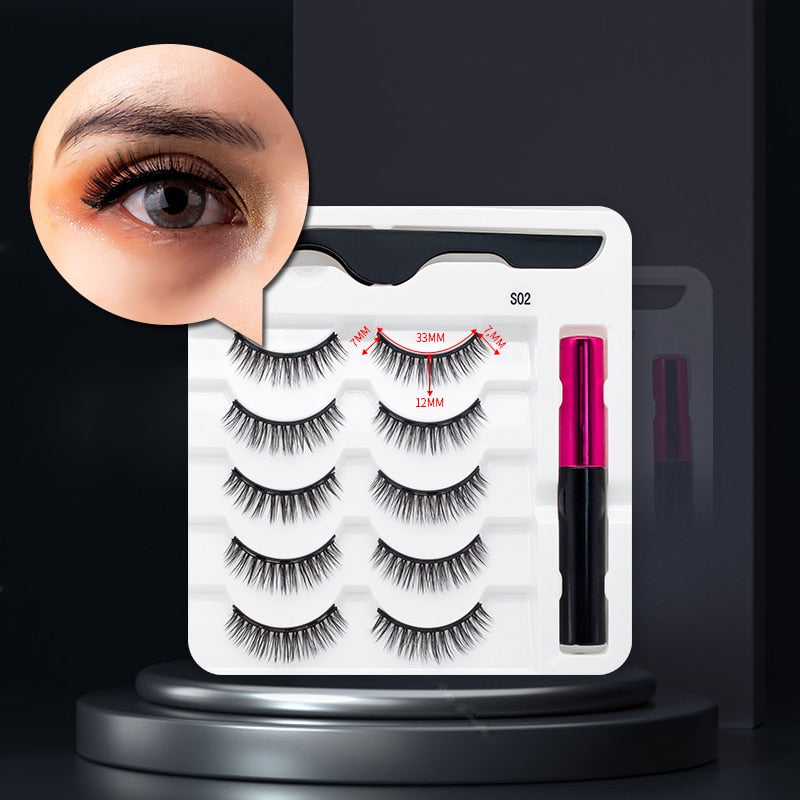 Magnetiske Falske Öyevipper &amp; Eyeliner Set för Kvinnor
