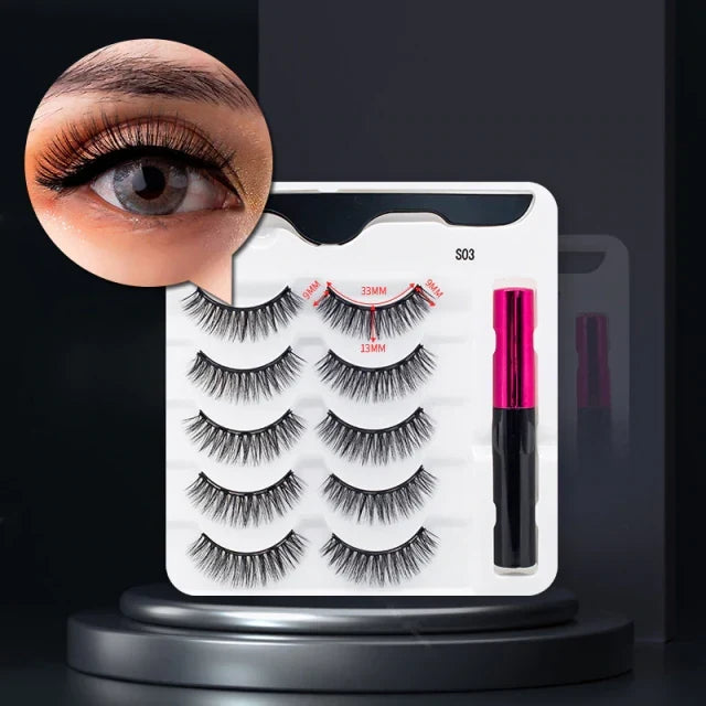 Magnetiske Falske Öyevipper &amp; Eyeliner Set för Kvinnor