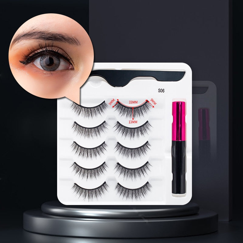 Magnetiske Falske Öyevipper &amp; Eyeliner Set för Kvinnor