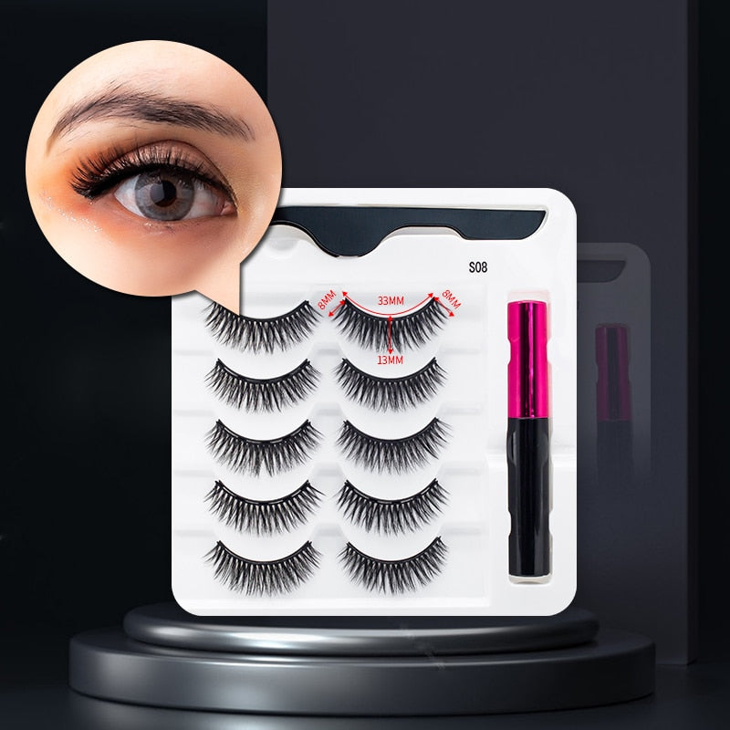 Magnetiske Falske Öyevipper &amp; Eyeliner Set för Kvinnor