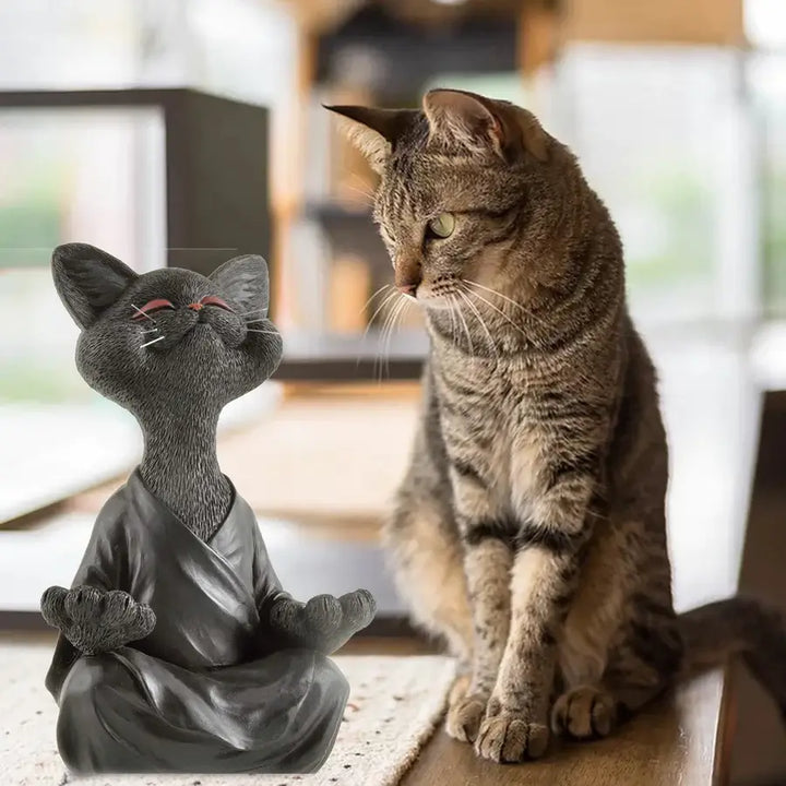 Mediternede Buddha Kattfigur för Hemmedekor