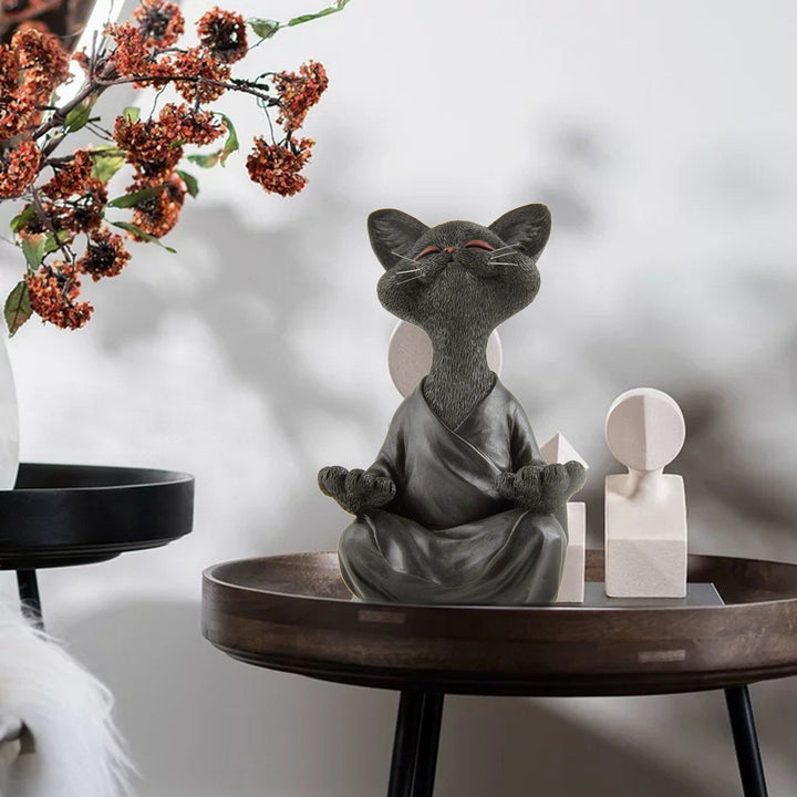 Mediternede Buddha Kattfigur för Hemmedekor