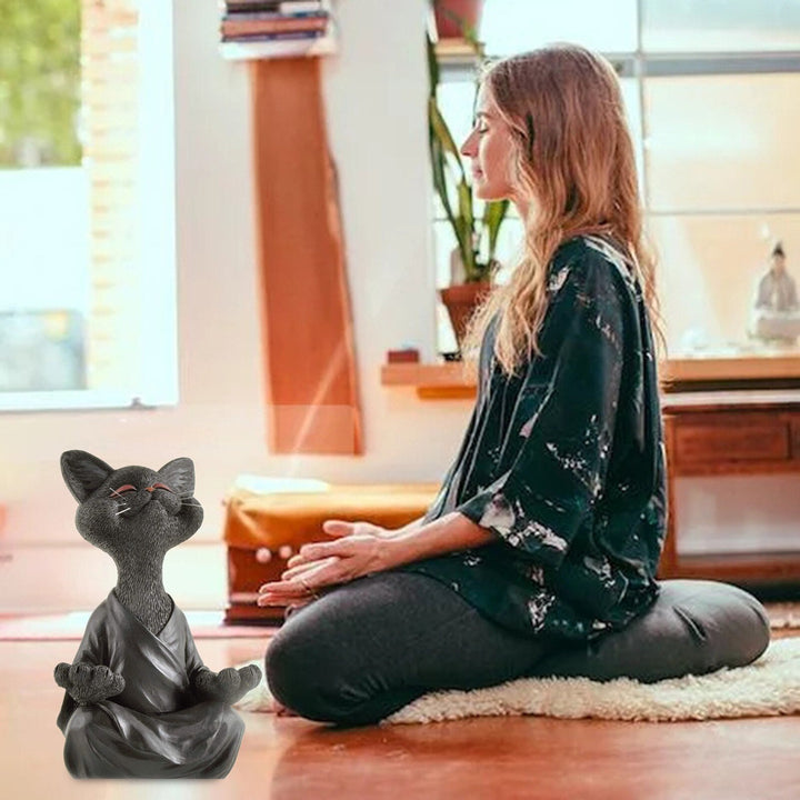 Mediternede Buddha Kattfigur för Hemmedekor