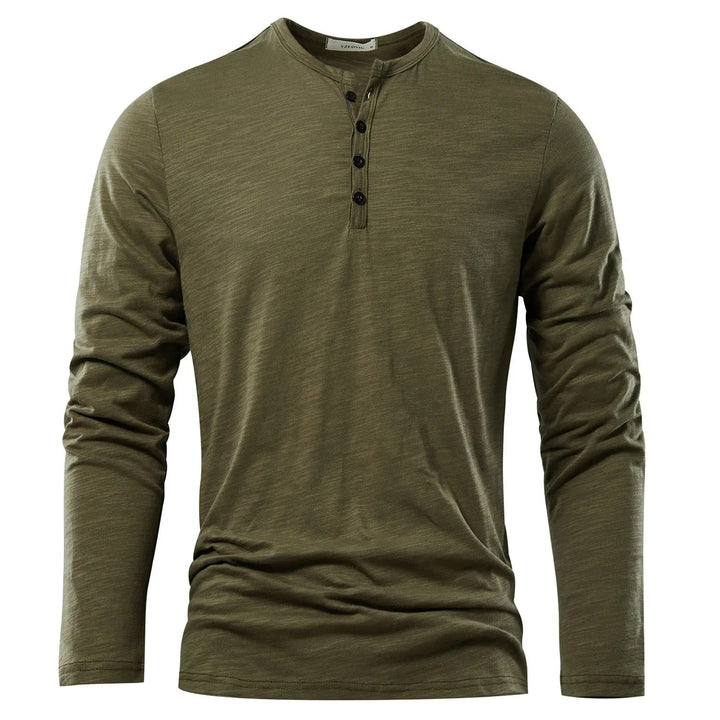 Herr Långärmad Henley T-skjorta – Tidlös Komfort och Stil