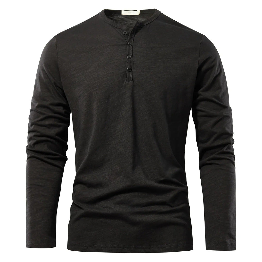 Herr Långärmad Henley T-skjorta – Tidlös Komfort och Stil