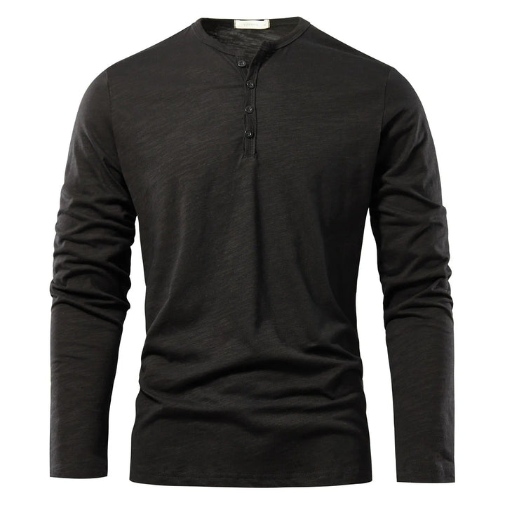 Herr Långärmad Henley T-skjorta – Tidlös Komfort och Stil