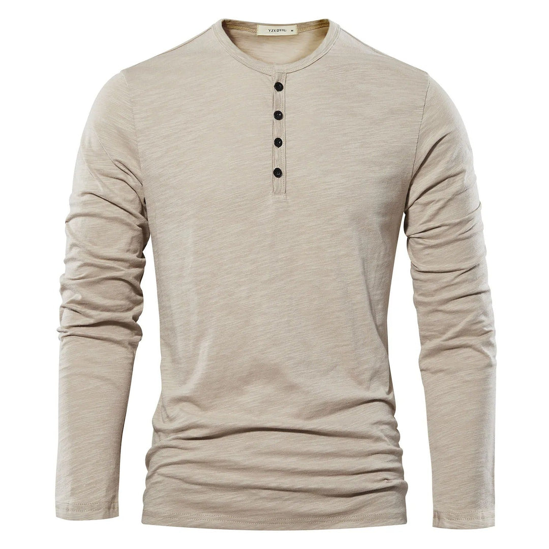 Herr Långärmad Henley T-skjorta – Tidlös Komfort och Stil