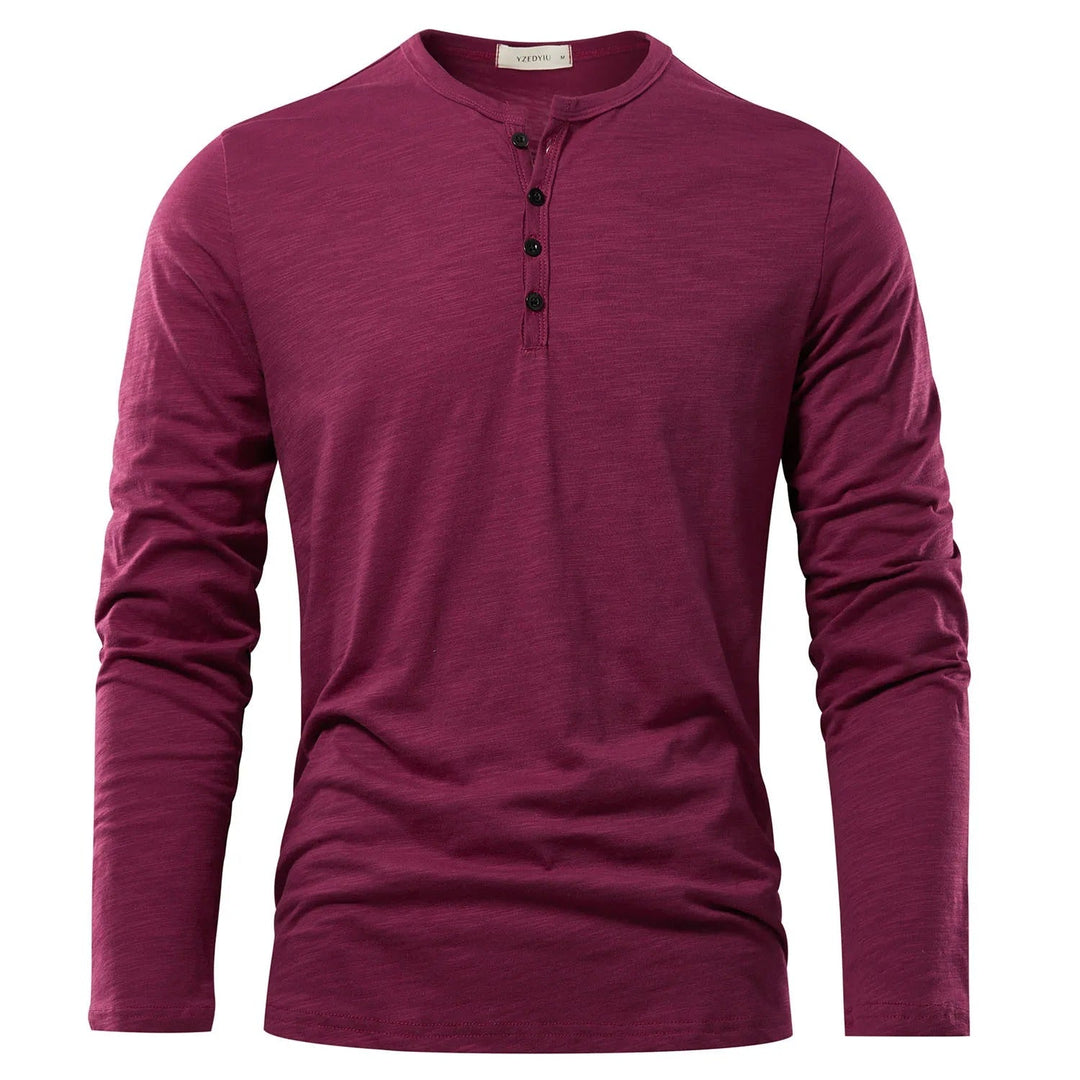 Herr Långärmad Henley T-skjorta – Tidlös Komfort och Stil