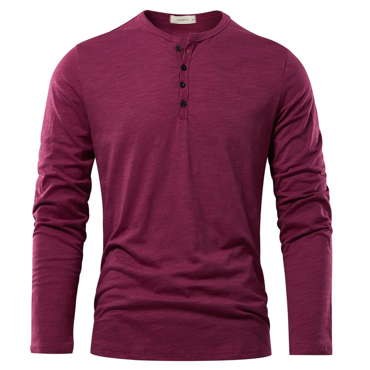 Herr Långärmad Henley T-skjorta – Tidlös Komfort och Stil