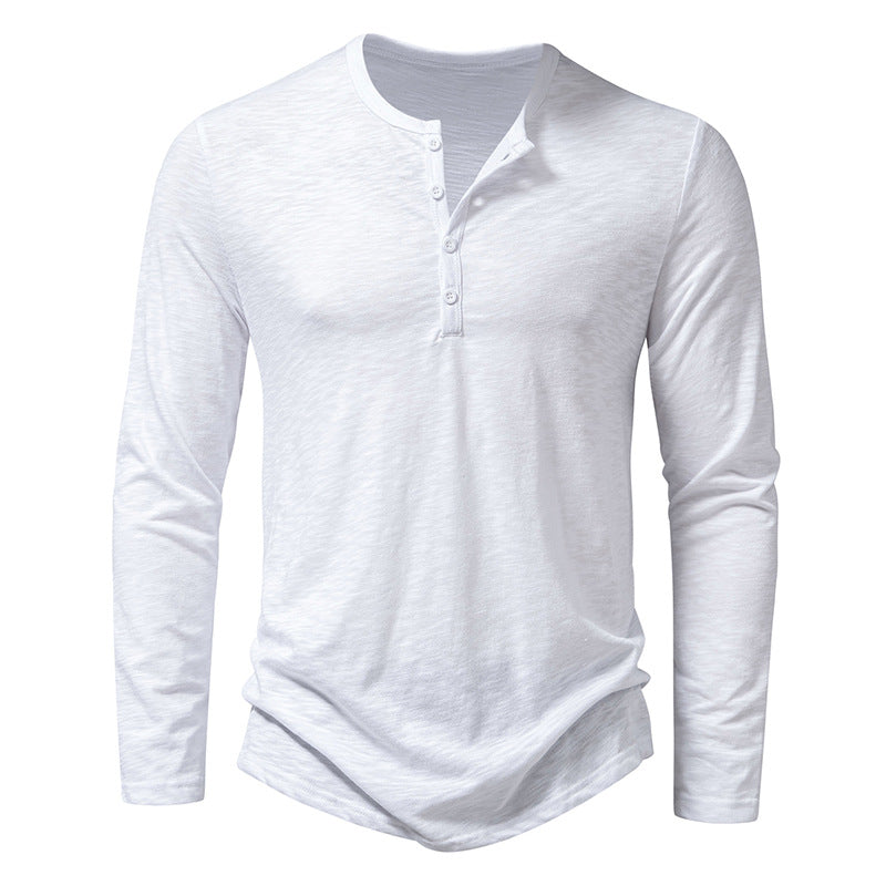 Herr Långärmad Henley T-skjorta – Tidlös Komfort och Stil