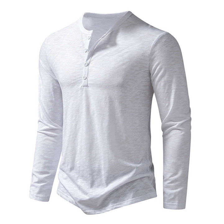 Herr Långärmad Henley T-skjorta – Tidlös Komfort och Stil