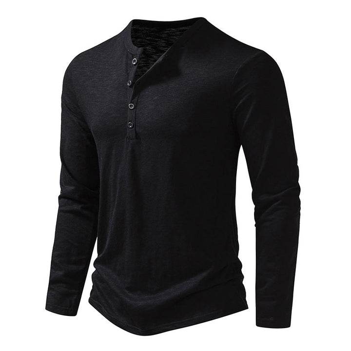Herr Långärmad Henley T-skjorta – Tidlös Komfort och Stil