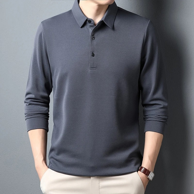 Herr Långärmad Pikétröja för Business Casual och Stil