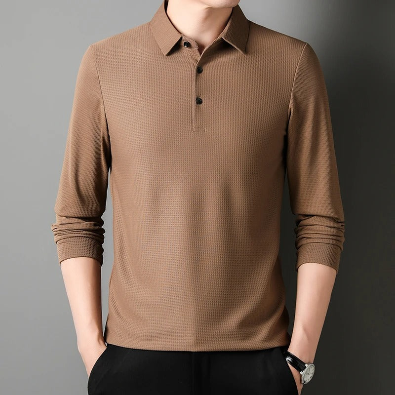 Herr Långärmad Pikétröja för Business Casual och Stil