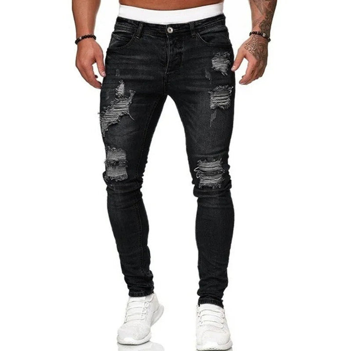 Herr Rippede Skinny Jeans: Bekväm Street Stil
