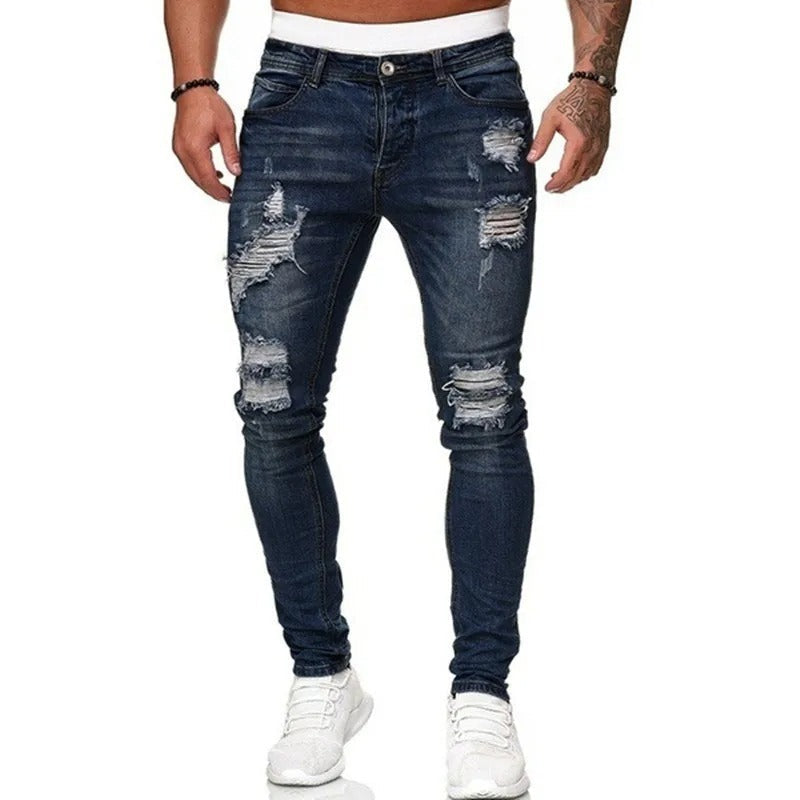 Herr Rippede Skinny Jeans: Bekväm Street Stil