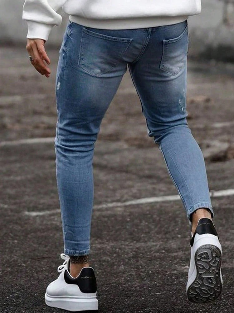Herr Rippede Skinny Jeans: Bekväm Street Stil