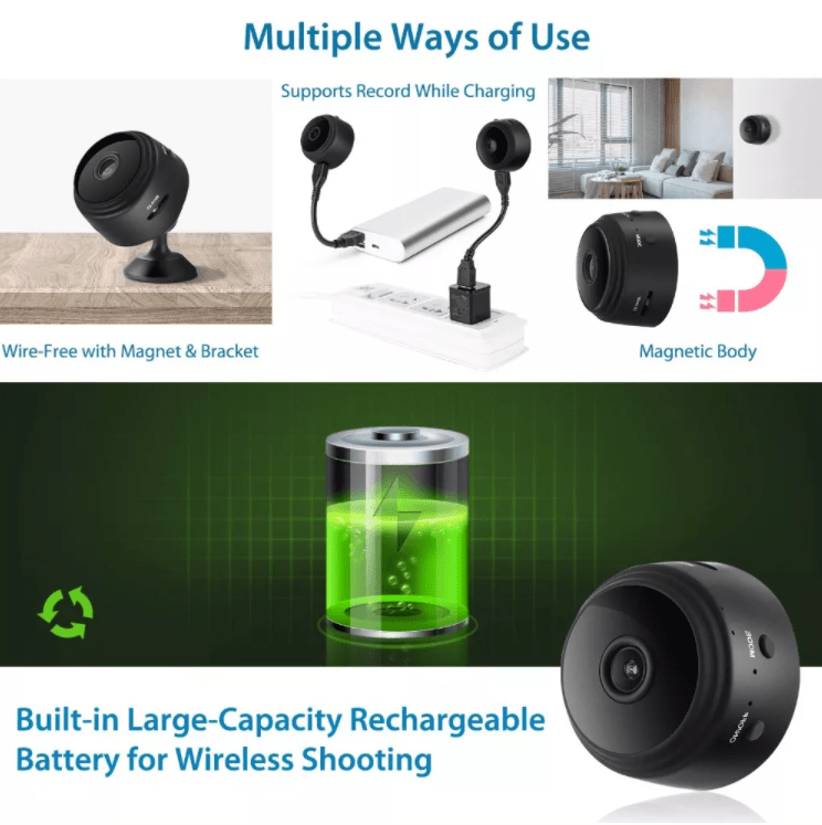 Mini HD-kamera med batteri - 1080p Opplösning | WiFi