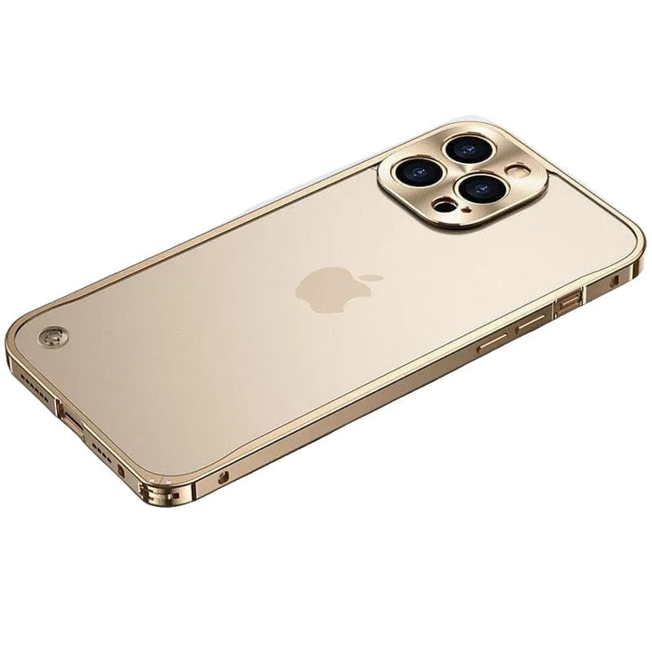 Minimalistisk aluminiumsramme till iPhone med stötbeskyttelse