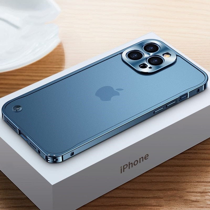 Minimalistisk aluminiumsramme till iPhone med stötbeskyttelse