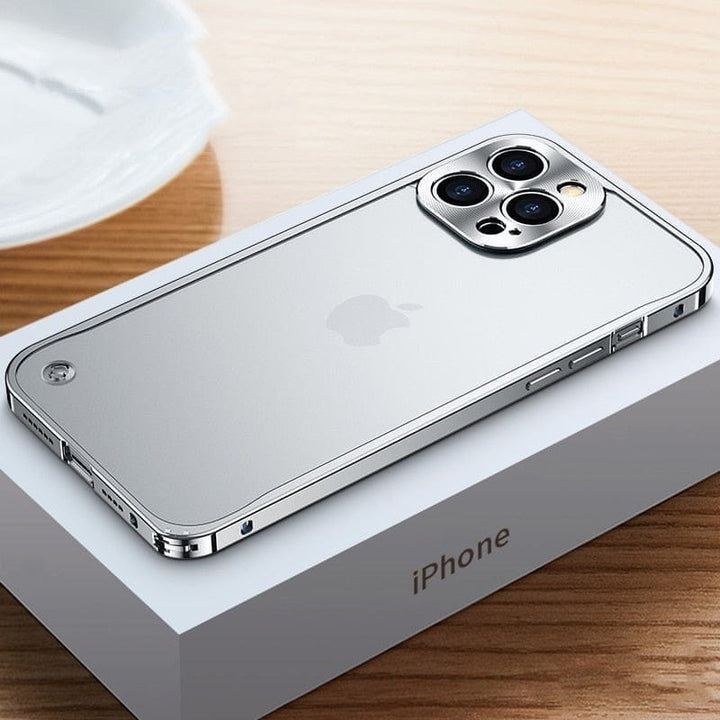 Minimalistisk aluminiumsramme till iPhone med stötbeskyttelse