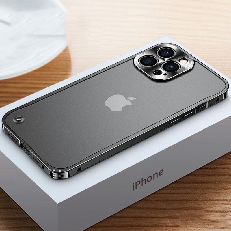 Minimalistisk aluminiumsramme till iPhone med stötbeskyttelse