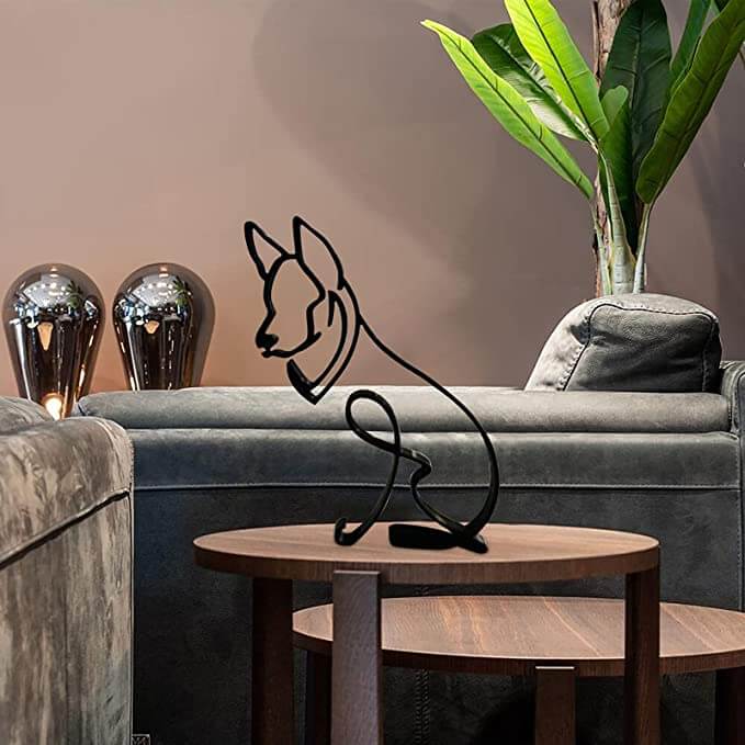 Minimalistisk Metall Hundeskulptur för Hem och Kontor