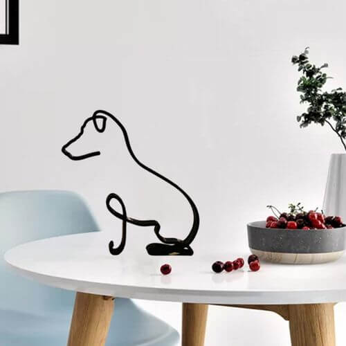 Minimalistisk Metall Hundeskulptur för Hem och Kontor