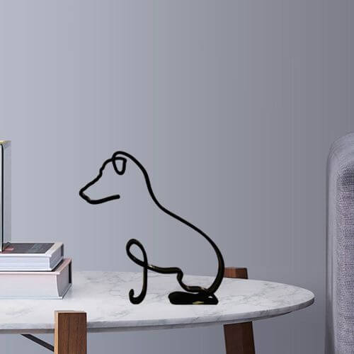 Minimalistisk Metall Hundeskulptur för Hem och Kontor