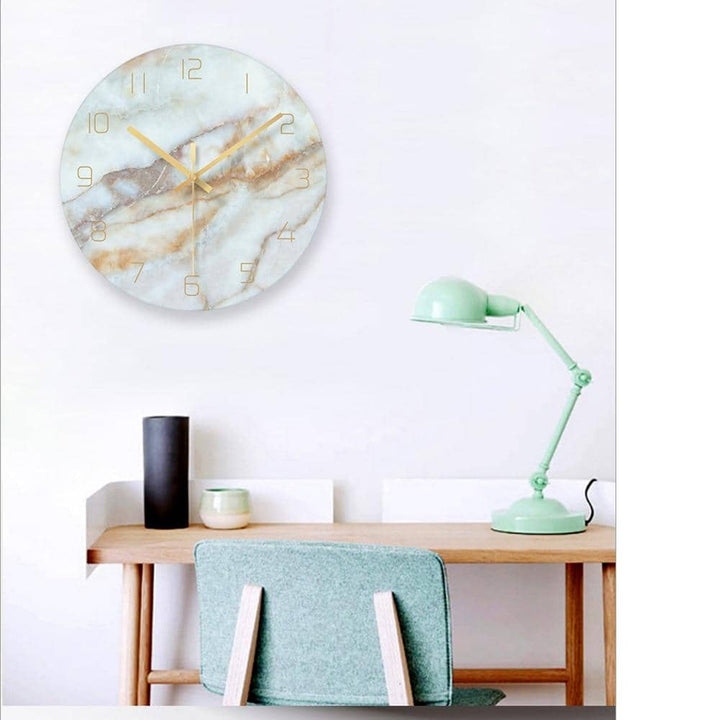 Minimalistisk Marmoreffekt Veggklokke för Modern Hem och Kontor