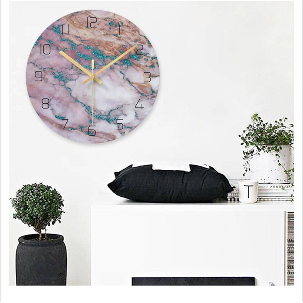 Minimalistisk Marmoreffekt Veggklokke för Modern Hem och Kontor
