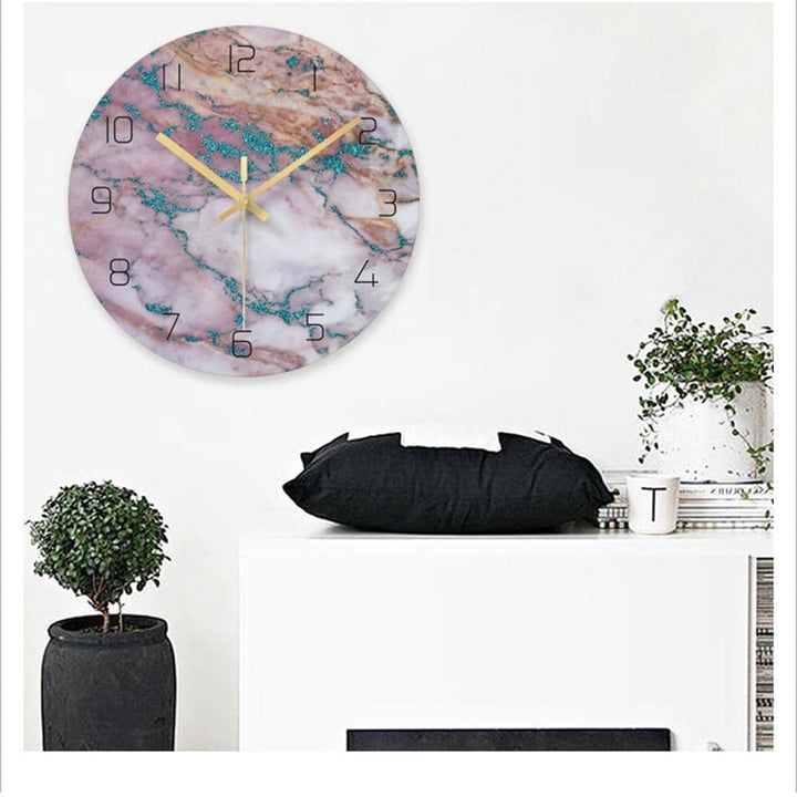 Minimalistisk Marmoreffekt Veggklokke för Modern Hem och Kontor