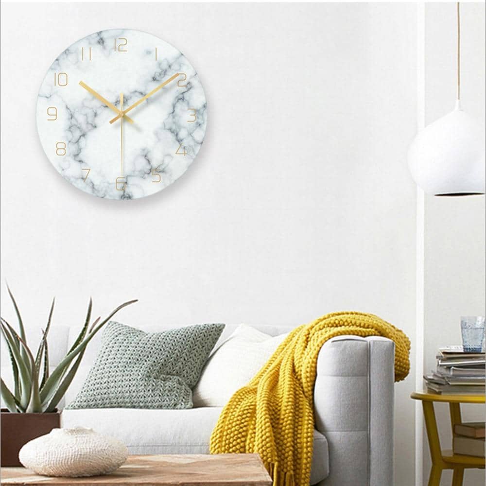 Minimalistisk Marmoreffekt Veggklokke för Modern Hem och Kontor