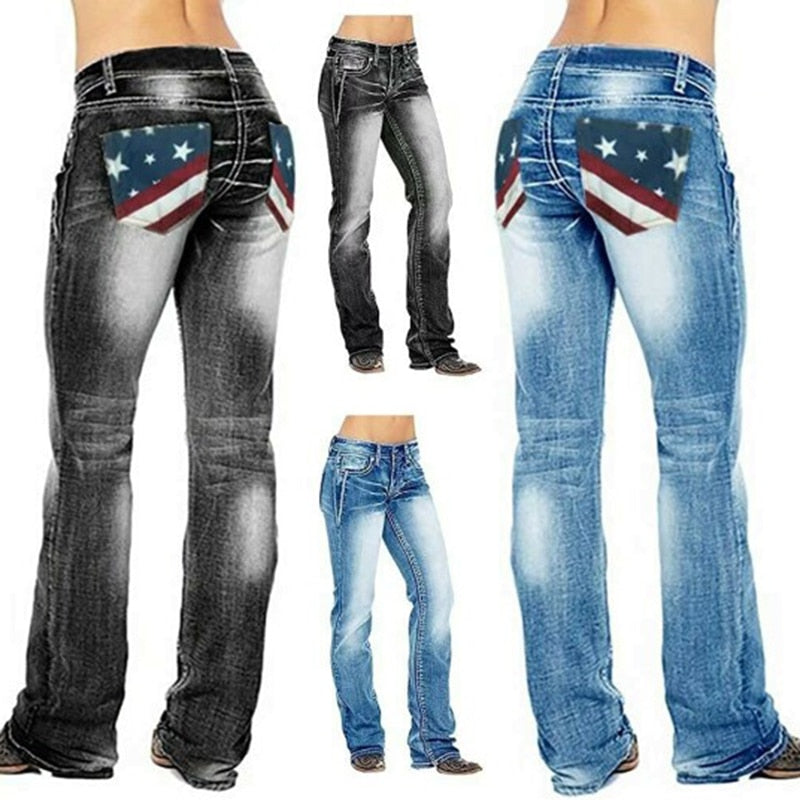 Dam Bootcut Denimjeans med Bekväm Passform