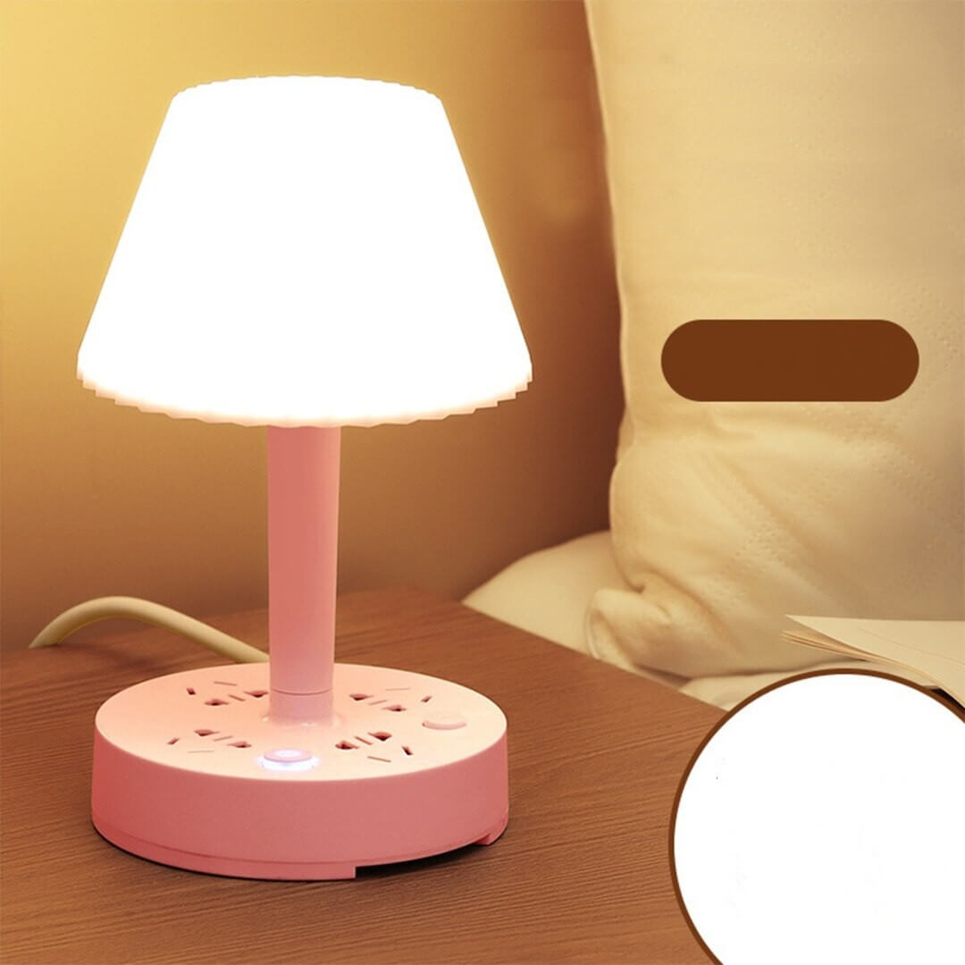 Multifunksjonell Bordslampa med USB &amp; Stikkontakter