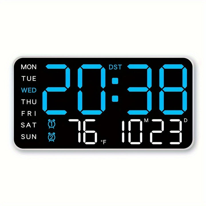 Modern Digital Veggklokke – Tid, Temperatur &amp; Alarm