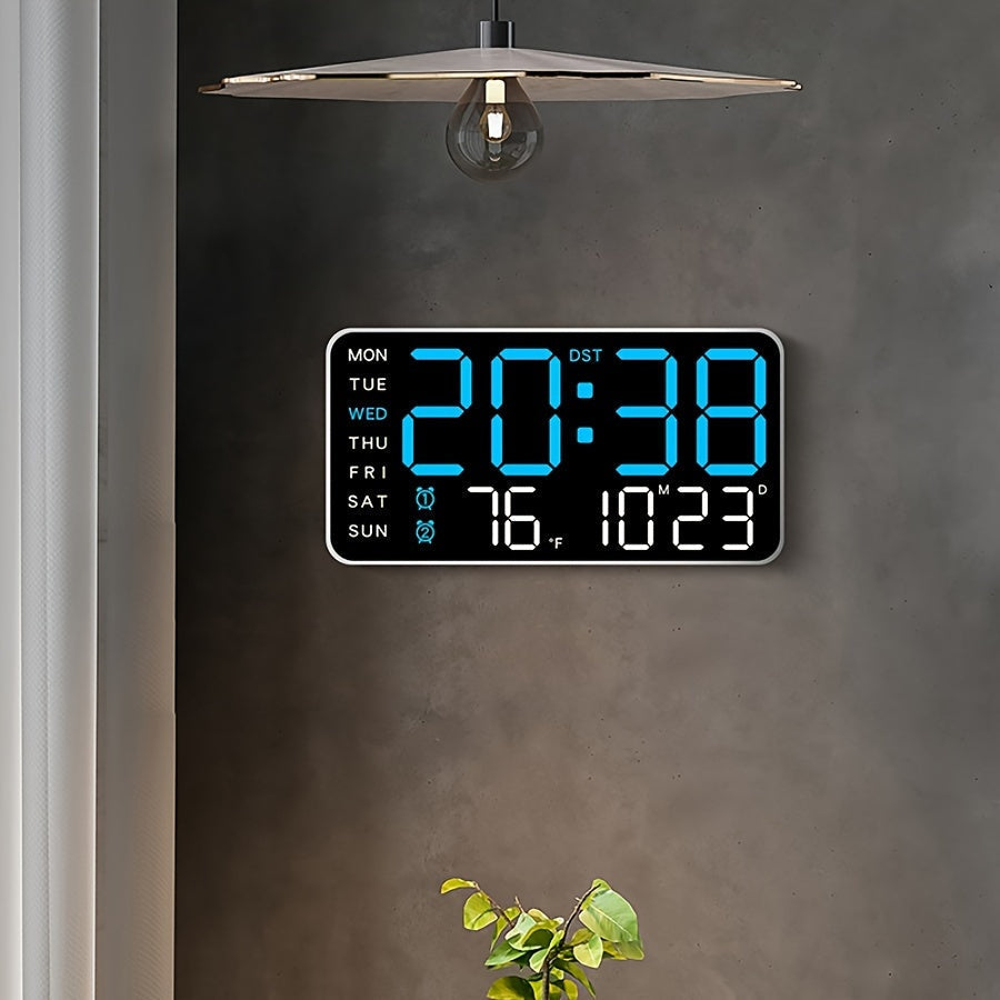Modern Digital Veggklokke – Tid, Temperatur &amp; Alarm