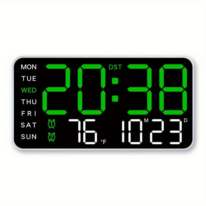 Modern Digital Veggklokke – Tid, Temperatur &amp; Alarm